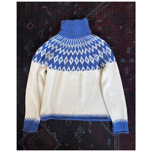 Alex Mill "Bailey" Fair Isle Turtleneck Sweater | Small | Blue & White | Nordic - Picture 6 of 8